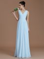 A-Line/Princess V-neck Sleeveless Ruched Floor-Length Chiffon Bridesmaid Dresses