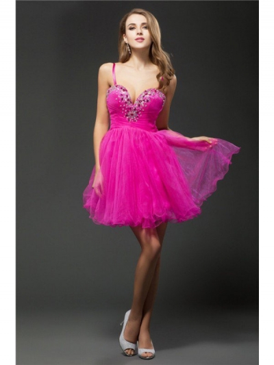 A-Line/Princess Sweetheart Beading Sleeveless Short Organza Cocktail Dresses