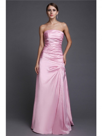 A-Line/Princess Strapless Long Beading Elastic Woven Satin Dresses [N13YDRESS2]