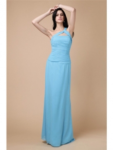 Sheath/Column One-Shoulder Sleeveless Pleats Long Chiffon Dresses