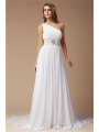 Sheath/Column One-Shoulder Beading Sleeveless Long Chiffon Dresses