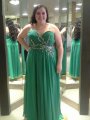 A-Line/Princess Sweetheart Sleeveless Beading Floor-Length Chiffon Plus Size Dresses