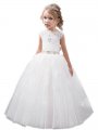 Ball Gown Jewel Sleeveless Crystal Floor-Length Tulle Flower Girl Dresses