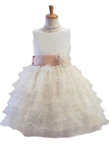 A-Line/Princess Sleeveless Jewel Hand-Made Flower Tulle Short/Mini Flower Girl Dresses