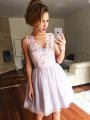 A-Line/Princess V-neck Sleeveless Lace Tulle Short/Mini Dresses