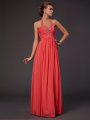 A-Line/Princess Halter Sleeveless Hand-Made Flower Long Chiffon Dresses