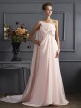 A-Line/Princess One-Shoulder Sleeveless Beading Long Chiffon Dresses