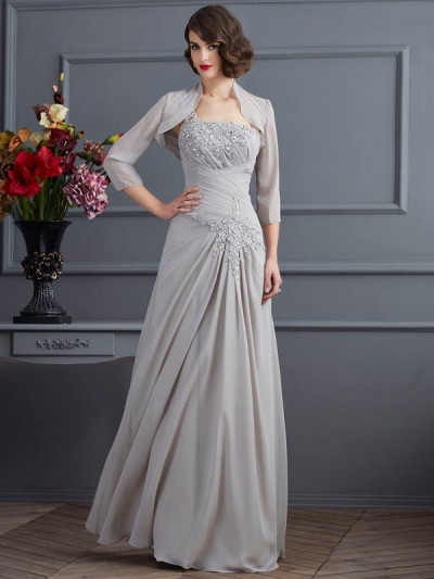 A-Line/Princess One-Shoulder Sleeveless Beading Long Chiffon Mother of the Bride Dresses [40743]