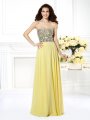 A-Line/Princess Strapless Beading Sleeveless Long Chiffon Dresses