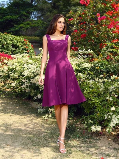 A-Line/Princess Square Sleeveless Short Chiffon Bridesmaid Dresses [50386]