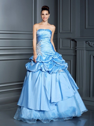 Ball Gown Sweetheart Ruffles Sleeveless Long Organza Quinceanera Dresses [50713]