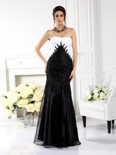 Trumpet/Mermaid Strapless Applique Sleeveless Long Tulle Mother of the Bride Dresses [50972]