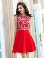 A-Line/Princess High Neck Sleeveless Beading Short/Mini Chiffon Dresses