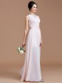 A-Line/Princess Jewel Sleeveless Ruched Floor-Length Chiffon Bridesmaid Dresses