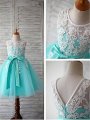 Ball Gown Scoop Sleeveless Bowknot Floor-Length Tulle Flower Girl Dresses