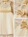 A-line/Princess Sleeveless Bowknot Scoop Floor-Length Tulle Flower Girl Dresses