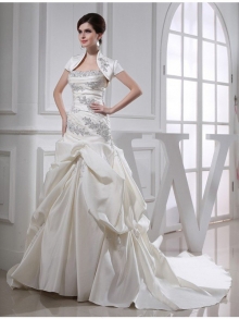 Trumpet/Mermaid Beading Long Satin Sleeveless Strapless Wedding Dresses