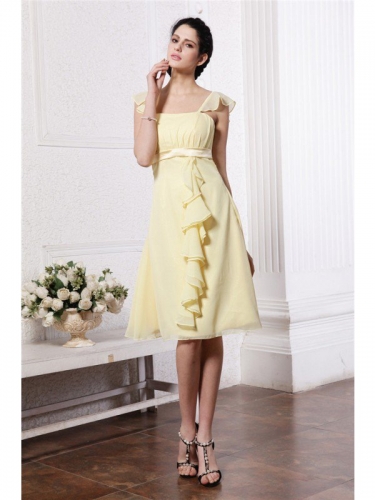 A-Line/Princess Straps Sleeveless Ruffles Ruched Short Chiffon Bridesmaid Dresses