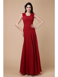 Sheath/Column Beading Pleats Long Chiffon Dresses