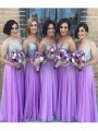 A-Line/Princess Sleeveless Sweetheart Floor-Length Sequin Chiffon Bridesmaid Dresses