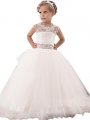 Ball Gown Scoop Sleeveless Lace Floor-Length Tulle Flower Girl Dresses