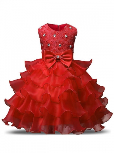 Ball Gown Sleeveless Scoop Ruffles Floor-Length Organza Flower Girl Dresses