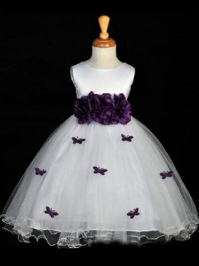 A-line/Princess Scoop Hand-made Flower Sleeveless Long Organza Flower Girl Dresses [POWDN14077BN278]