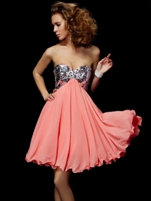 A-Line/Princess Sweetheart Sleeveless Beading Short Chiffon Homecoming Dresses