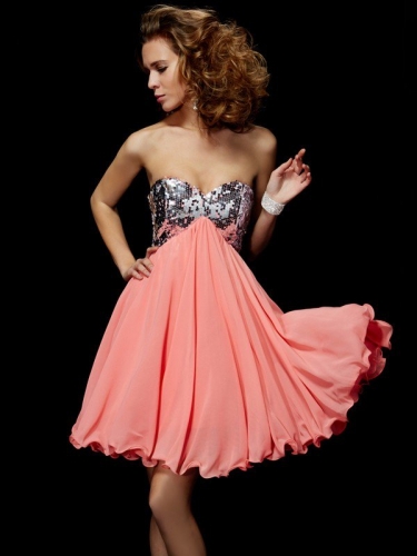 A-Line/Princess Sweetheart Sleeveless Beading Short Chiffon Homecoming Dresses