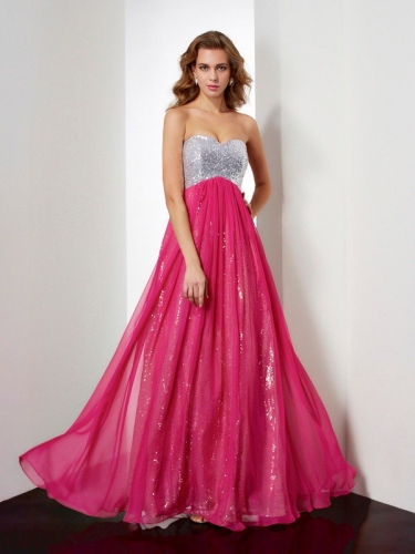 A-Line/Princess Sleeveless Beading Sweetheart Long Chiffon Dresses