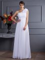 A-Line/Princess One-Shoulder Sleeveless Pleats Applique Long Chiffon Dresses