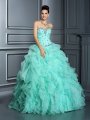 Ball Gown Sweetheart Beading Sleeveless Long Organza Quinceanera Dresses