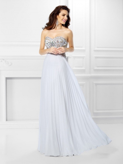 Empire Sweetheart Beading Sleeveless Long Chiffon Dresses