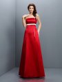 A-Line/Princess Strapless Sash/Ribbon/Belt Sleeveless Long Satin Bridesmaid Dresses