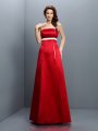 A-Line/Princess Strapless Sash/Ribbon/Belt Sleeveless Long Satin Bridesmaid Dresses