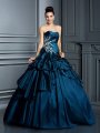 Ball Gown Strapless Beading Sleeveless Long Taffeta Quinceanera Dresses