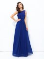 A-line/Princess Scoop Lace Sleeveless Long Chiffon Dresses
