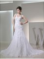 Trumpet/Mermaid Beading Halter Sleeveless Applique Satin Wedding Dresses