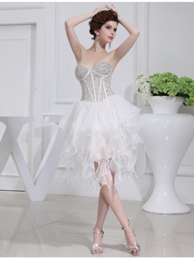 A-Line/Princess Beading Sweetheart Sleeveless Short Organza Cocktail Dresses [N13ZAYS5542]