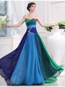 A-Line/Princess Sweetheart Sleeveless Beading Long Chiffon Dresses