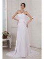 Sheath/Column Strapless Sleeveless Beading Applique Pleats Long Chiffon Wedding Dresses