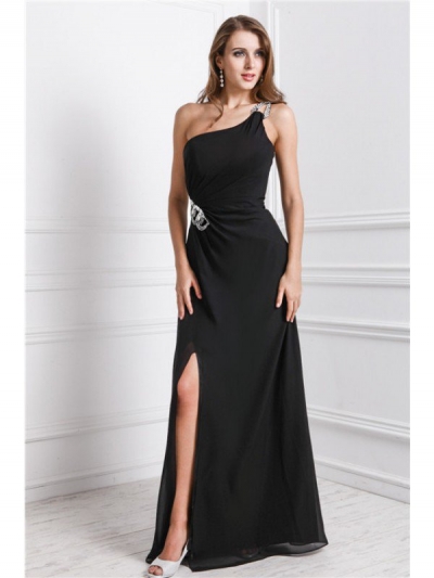 Sheath/Column One Shoulder Sleeveless Long Beading Dresses [N13ZYDRESS39]