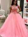 Ball Gown Sweetheart Sleeveless Tulle Beading Floor-Length Dresses