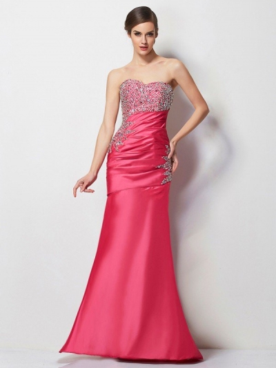 Trumpet/Mermaid Sweetheart Sleeveless Beading Long Taffeta Dresses