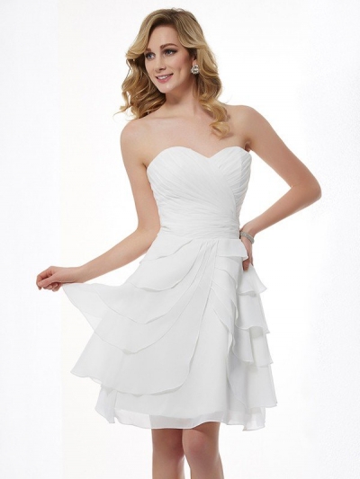 A-Line/Princess Sweetheart Sleeveless Pleats Short Chiffon Bridesmaid Dresses [40624]