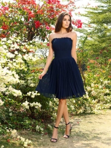 A-Line/Princess Strapless Pleats Sleeveless Short Chiffon Bridesmaid Dresses