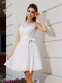 A-Line/Princess Scoop Sash/Ribbon/Belt Sleeveless Short Lace Cocktail Dresses