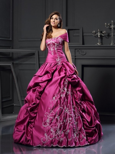 Ball Gown Sweetheart Applique Sleeveless Long Satin Quinceanera Dresses [50719]