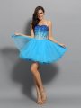 A-Line/Princess Sweetheart Ruffles Sleeveless Short Satin Cocktail Dresses