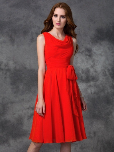 A-line/Princess Scoop Ruffles Sleeveless Short Chiffon Bridesmaid Dresses